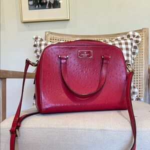 Kate Spade Red Embossed Shoulder Bag